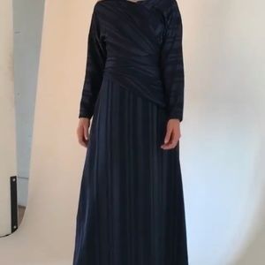 Navy satin maxi dress nursing friendly abaya hijabi